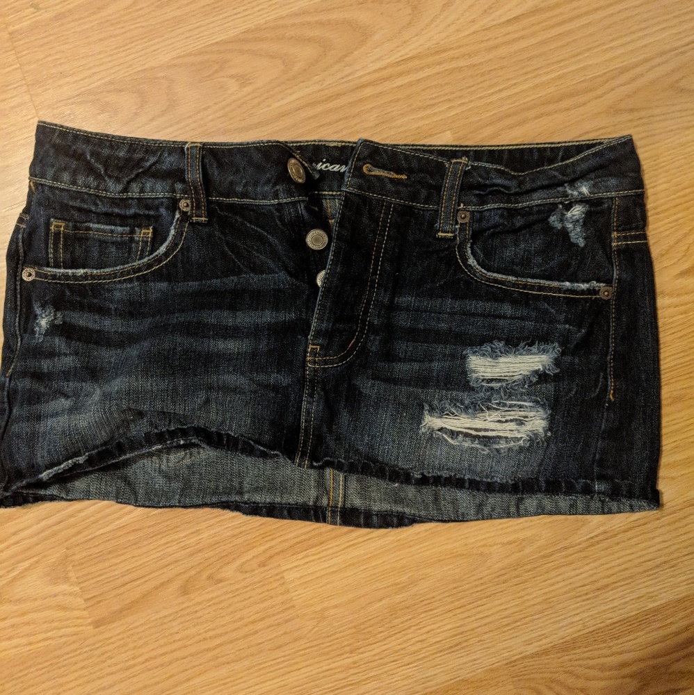 Distressed Denim mini skirt